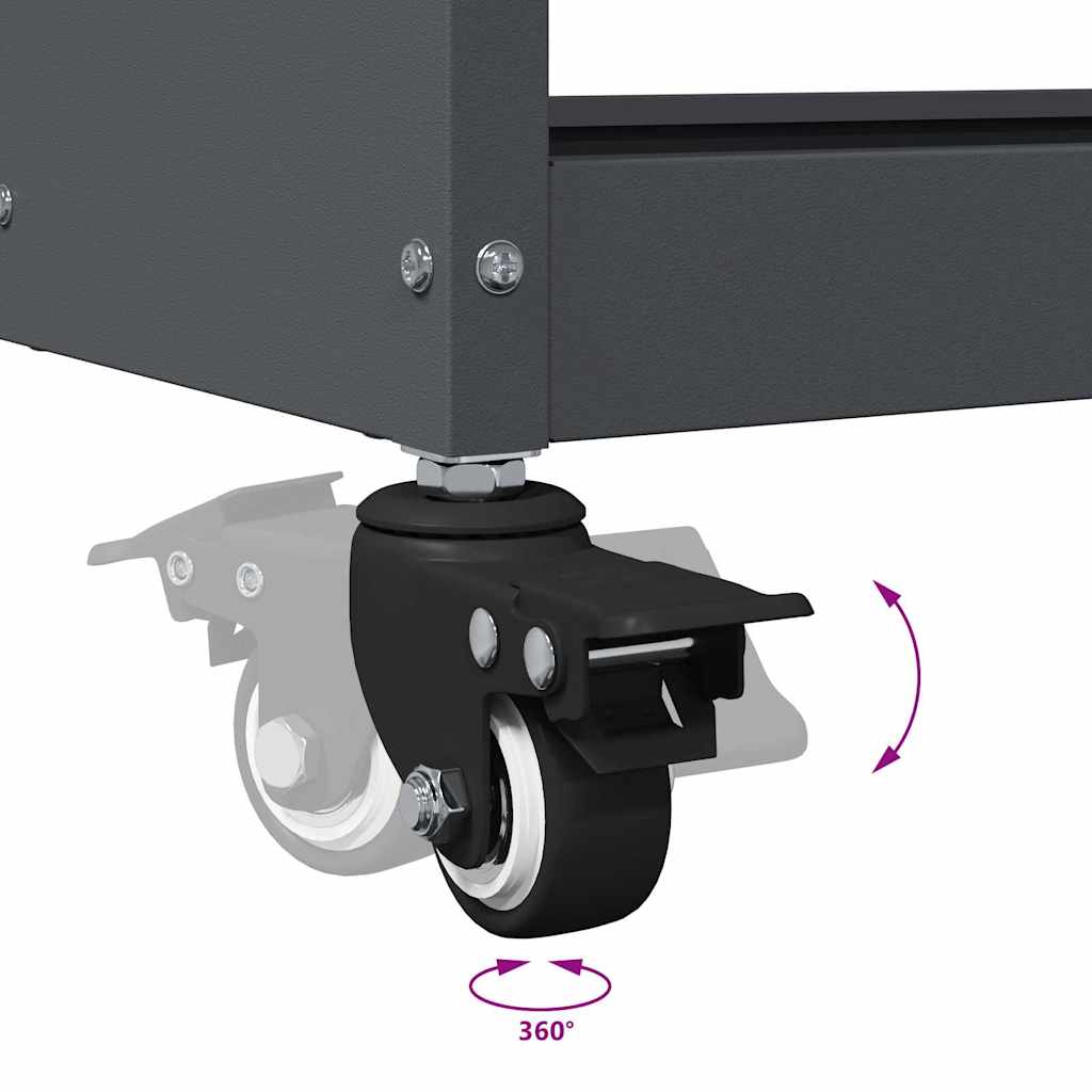 Carrello per Attrezzi con ruota Antracite 65 x 35 x 111 cm