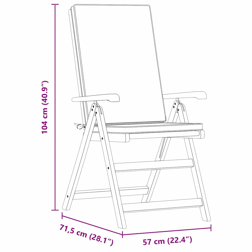 Sedia da Giardino con cuscino 4 pcs Marrone 57 x 71.5 x 104cm