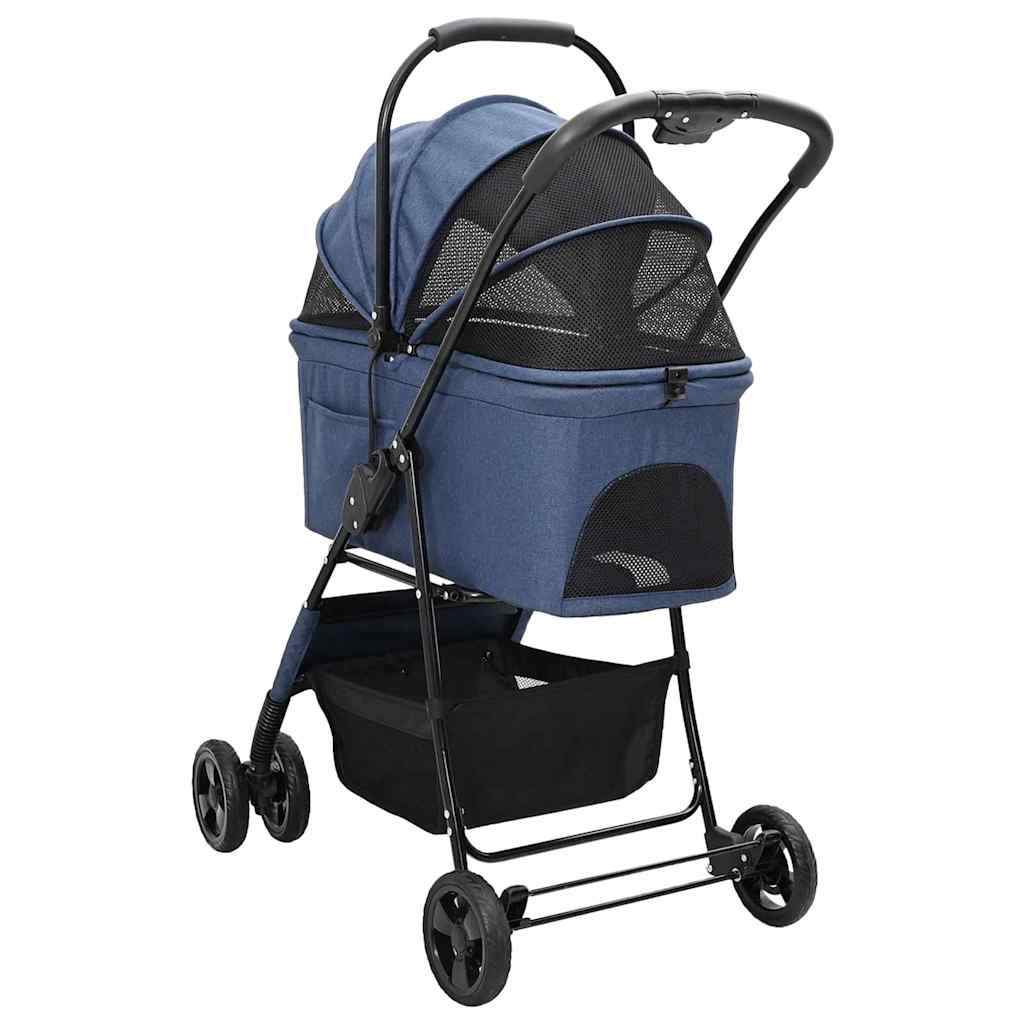 Passeggino pieghevole per animali Blu 81 x 47 x 99 cm