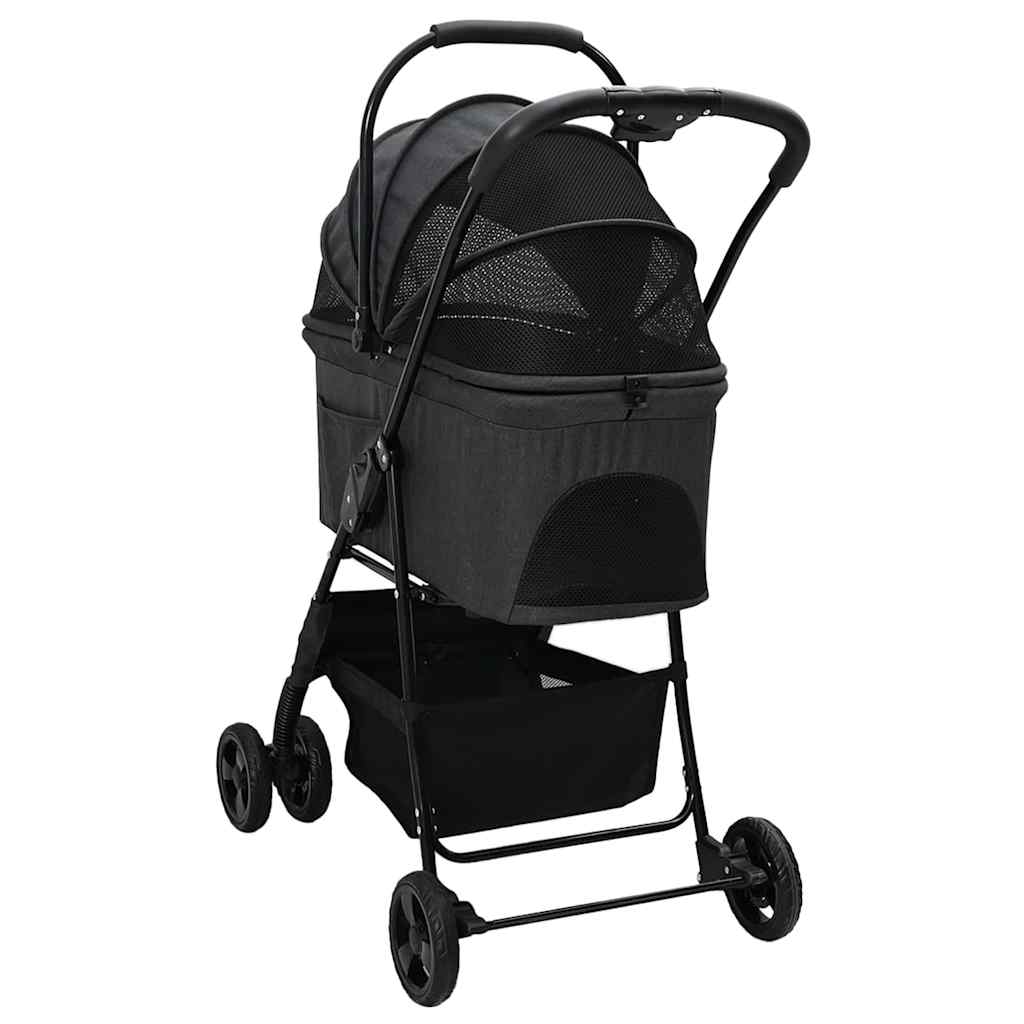 Passeggino pieghevole per animali Nero 81 x 47 x 99 cm