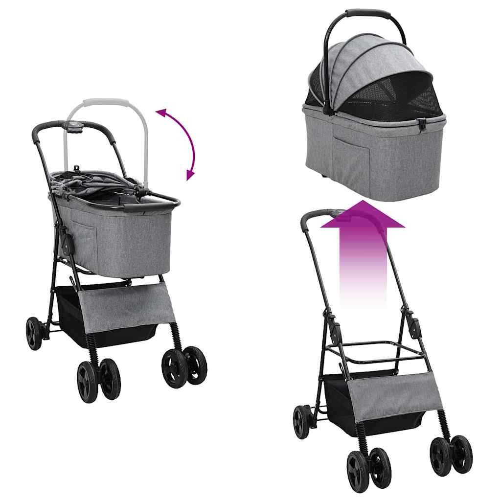 Passeggino pieghevole per animali Grigio 81 x 47 x 99 cm | homemem39
