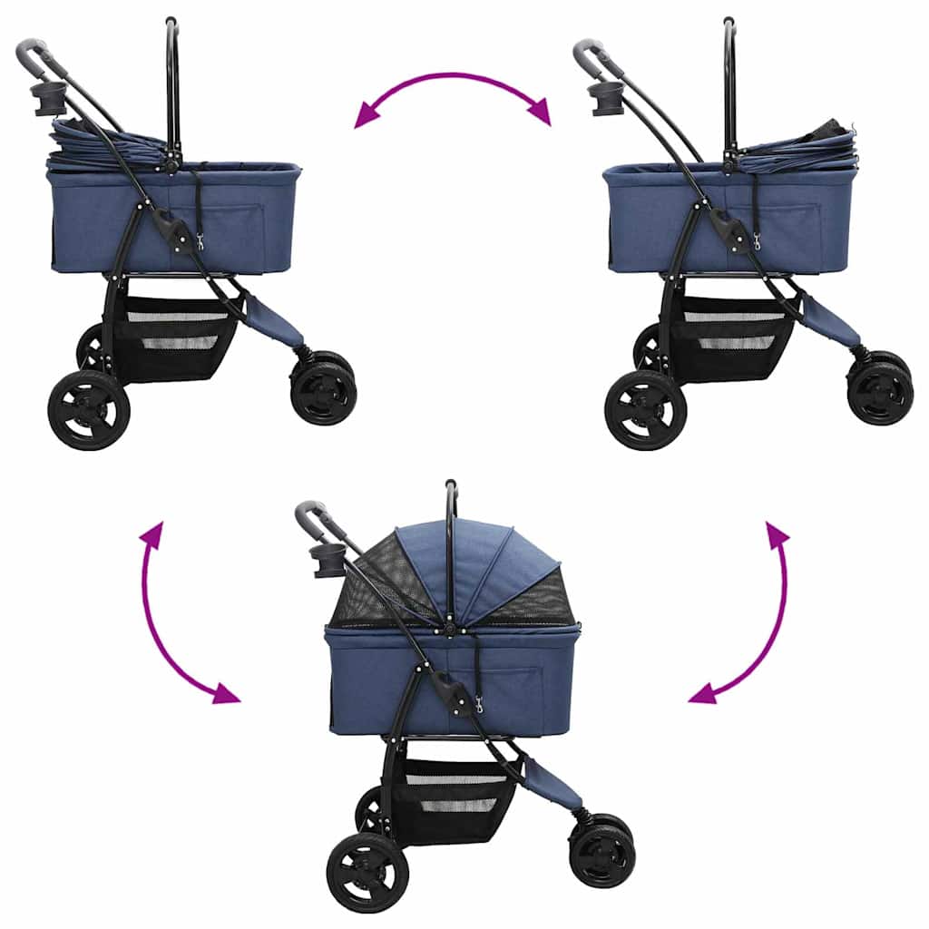 Passeggino pieghevole per animali Blu 78 x 54 x 101 cm