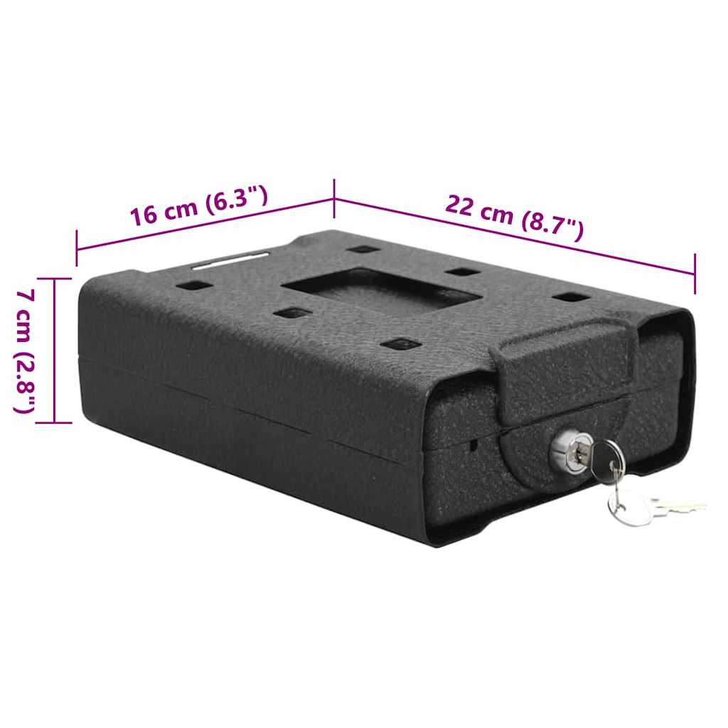 Cassaforte per Auto con blocco Nero 21.8 x 16 x 7 cm Acciaio