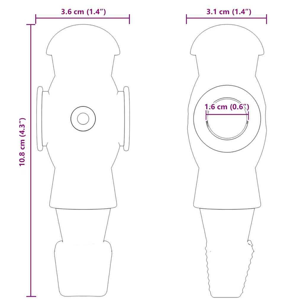 Giocatori di Tavolo da Calcio 24 pcs Nero e Bianco HIPS