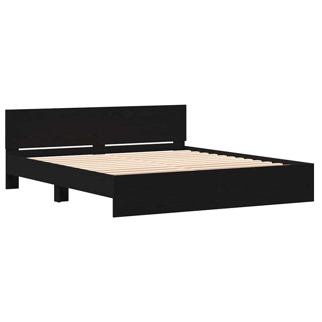 Telaio del Letto Rovere Nero 180 x 200 cm Legno multistrato