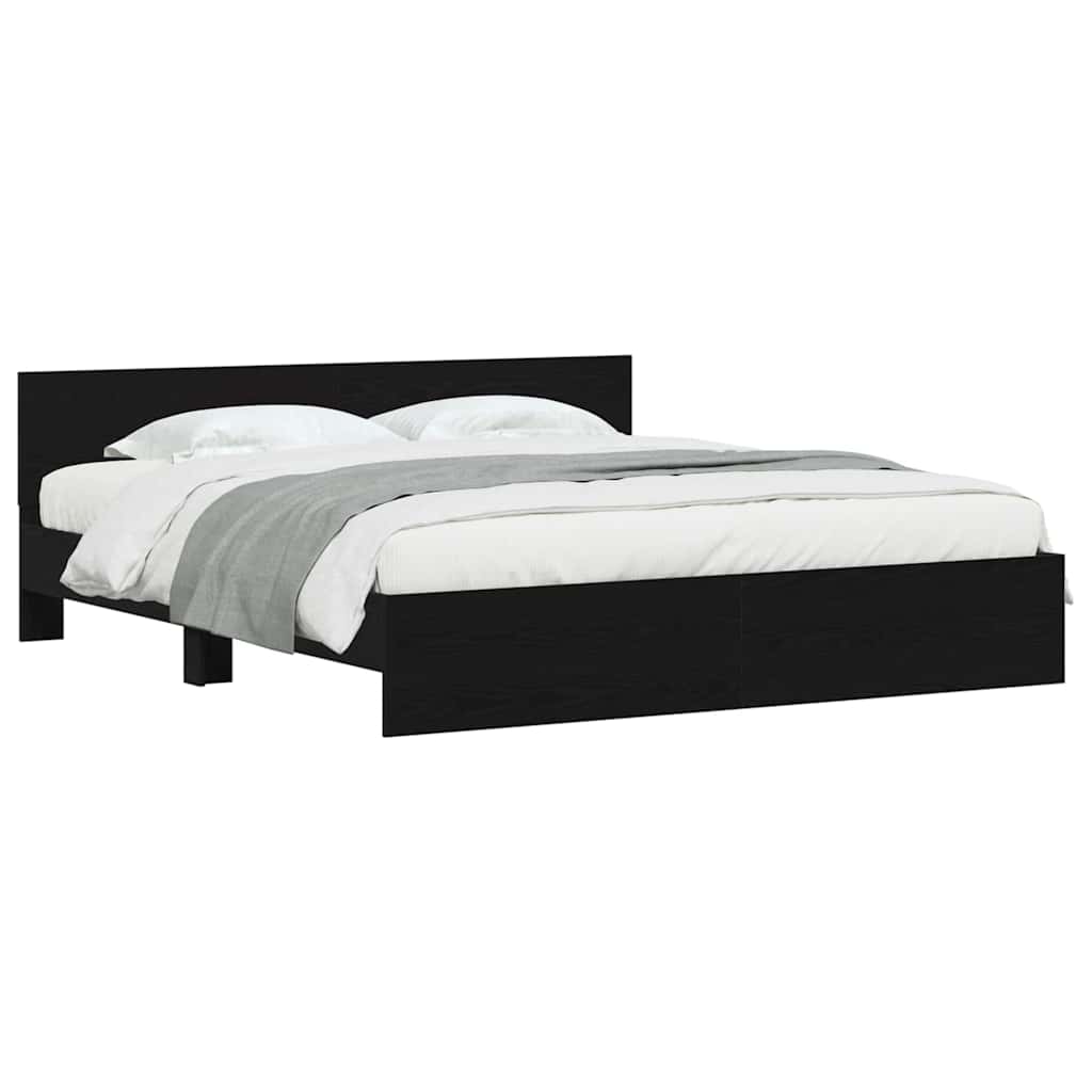 Telaio del Letto Rovere Nero 180 x 200 cm Legno multistrato