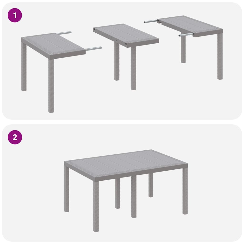 Set da Pranzo per Giardino 7 pz Grigio chiaro Rattan Polt | homemem39