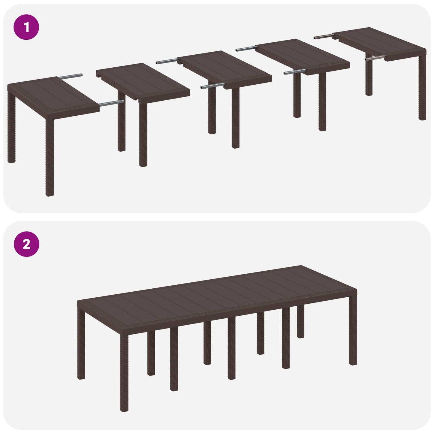 Set da Pranzo per Giardino 11 pz Marrone Polipropilene | homemem39