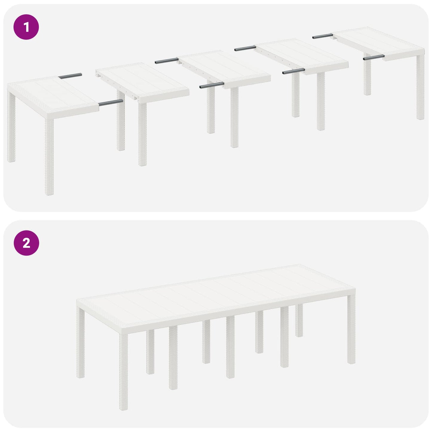 Set da Pranzo per Giardino 9 pz Bianco Polipropilene | homemem39