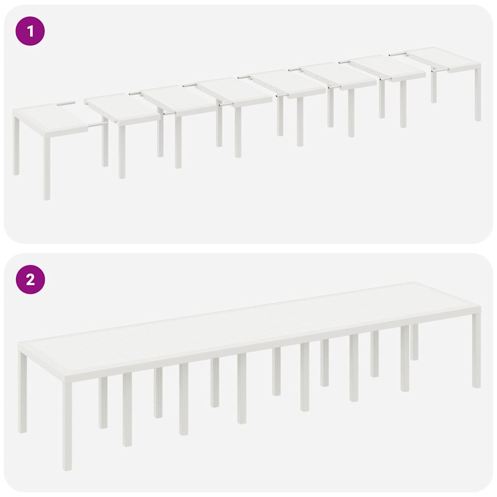 Set da pranzo da giardino con cuscini 15 pz Bianco PP | homemem39