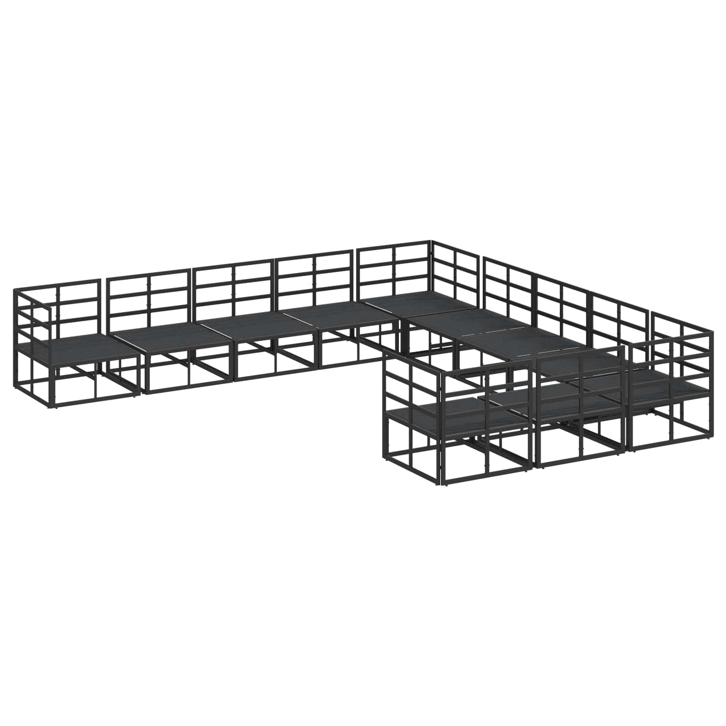 Set Divano da Giardino con cuscino 11 pcs Nero Alluminio