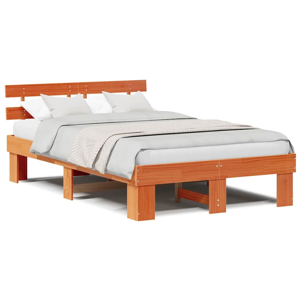 Struttura del letto Marrone 135 x 190 cm Legno massello di pino