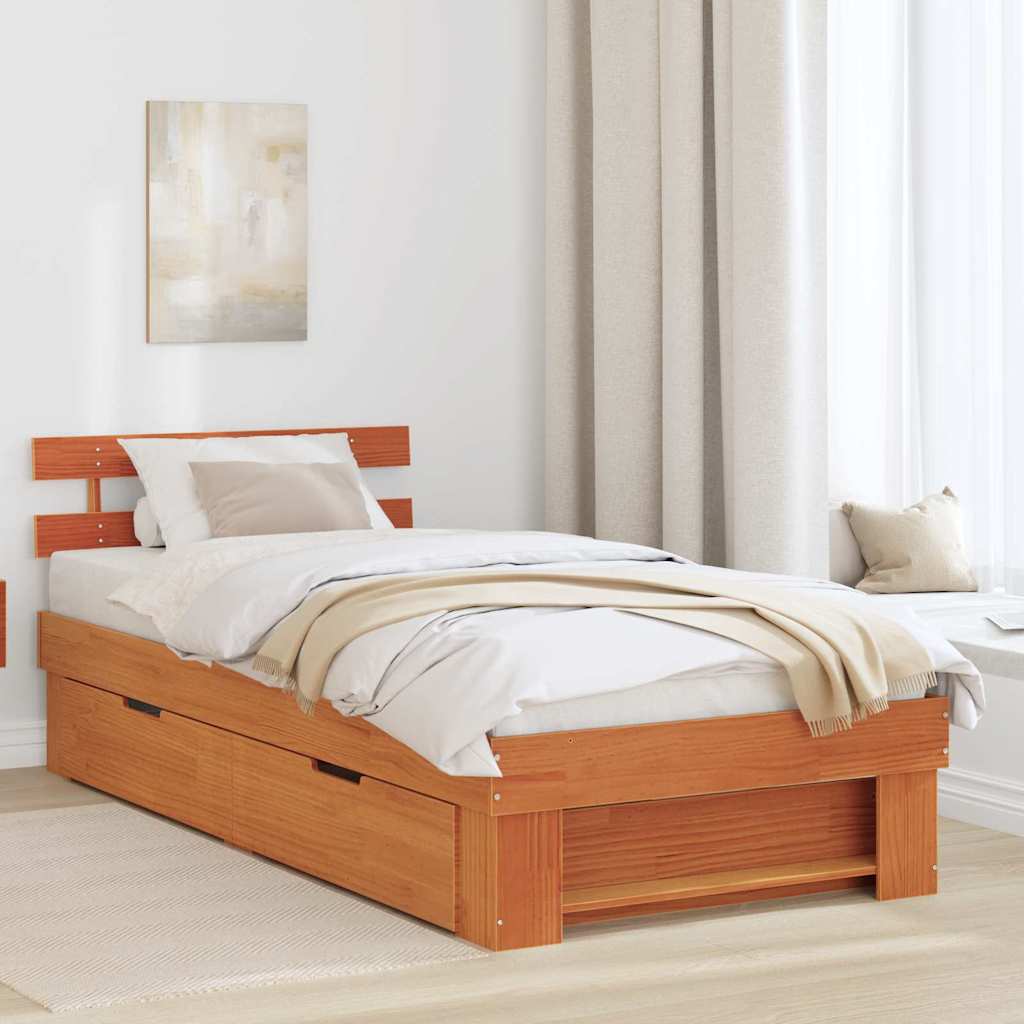 Struttura del letto con testiera Cera marrone 100 x 200 cm