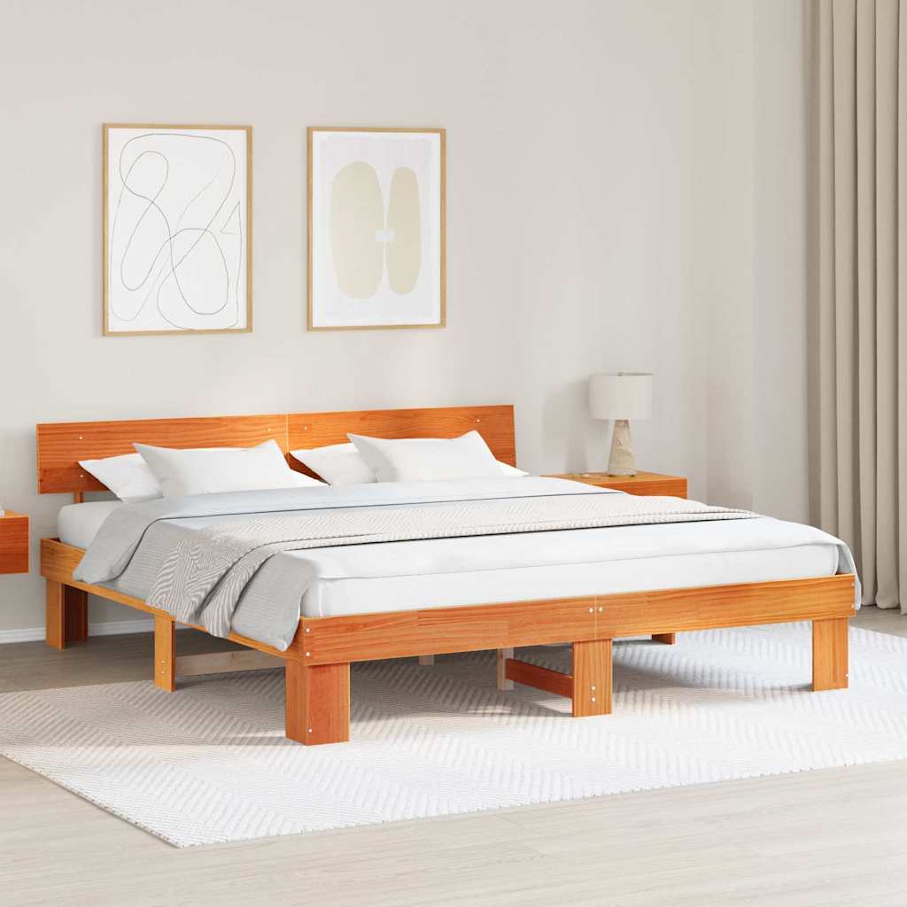 Struttura del letto con testiera Cera marrone 180 x 200 cm