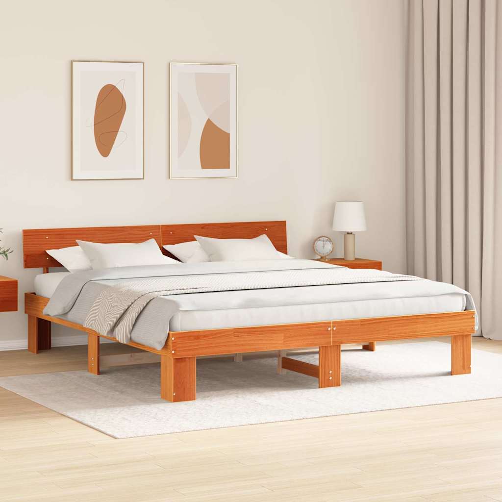 Struttura del letto con testiera Cera marrone 180 x 200 cm