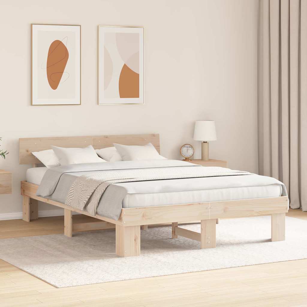 Struttura del letto Marrone 140 x 200 cm Legno di pino massello