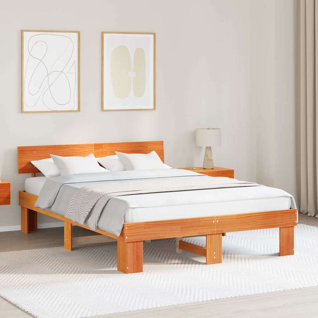 Struttura del letto con testiera Cera marrone 140 x 200 cm