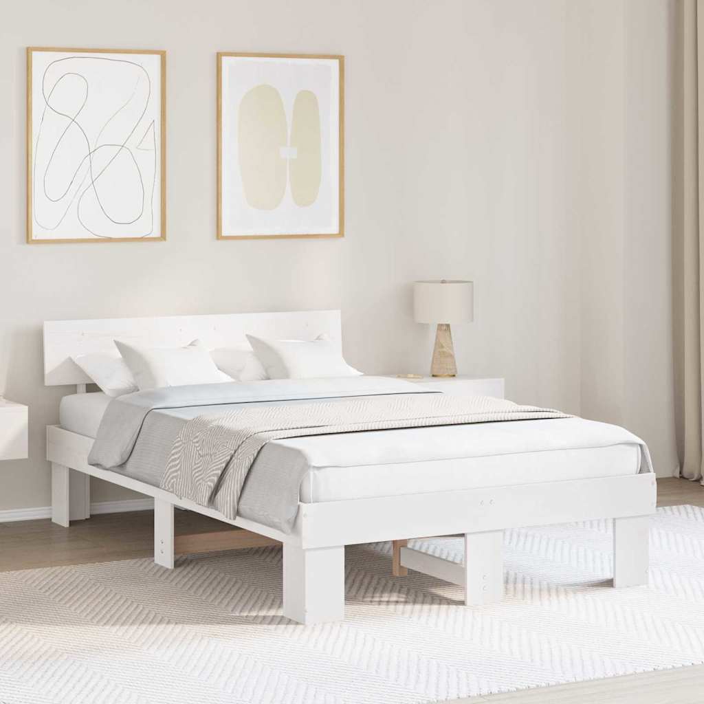 Struttura del letto Bianco 140 x 190 cm Legno di pino massello
