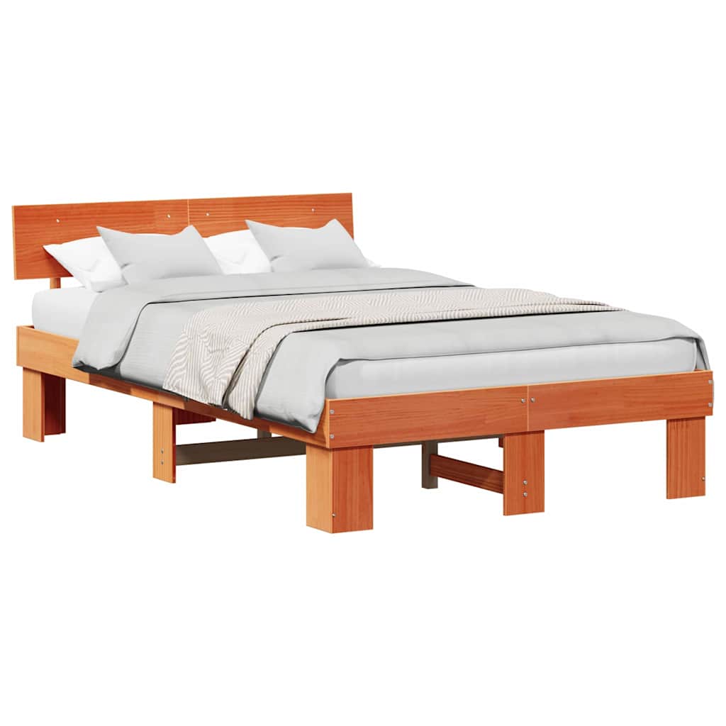 Struttura del letto con testiera Cera marrone 140 x 190 cm