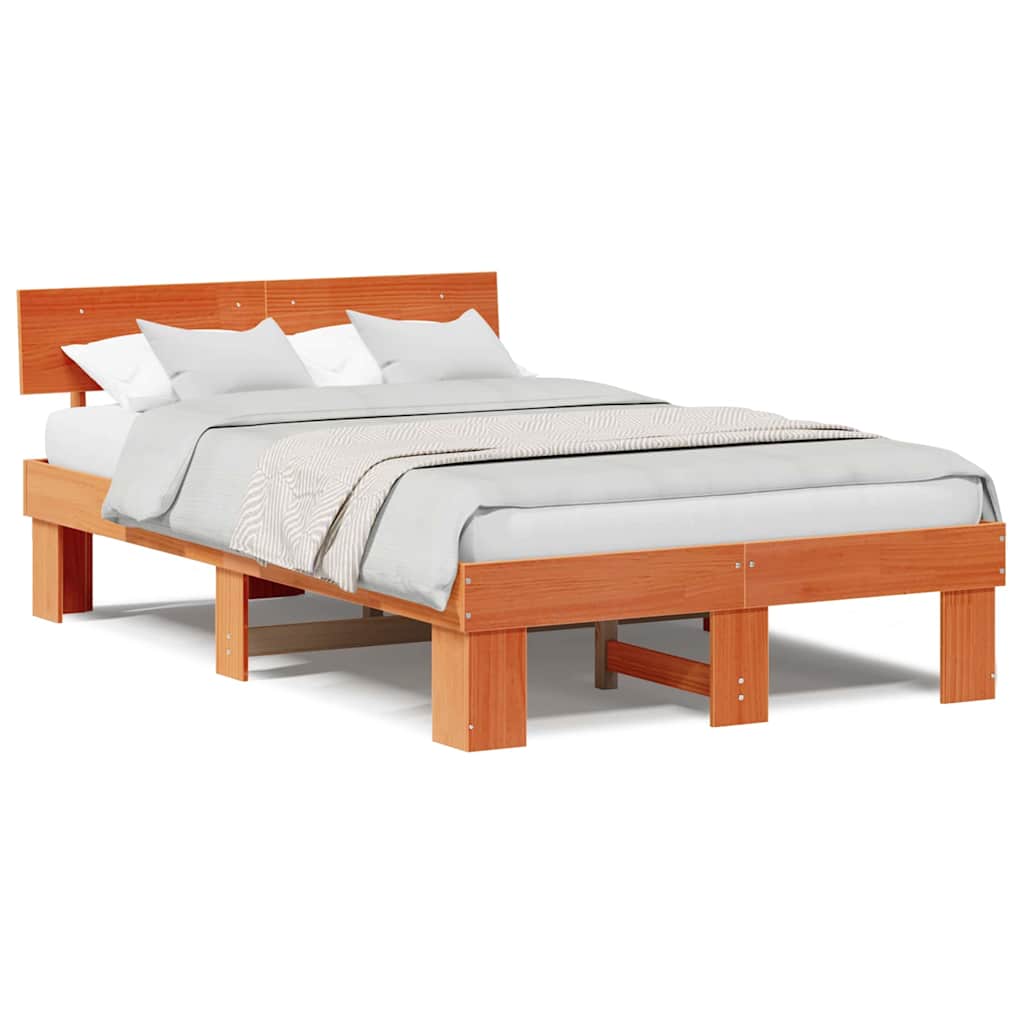 Struttura del letto con testiera Cera marrone 140 x 190 cm
