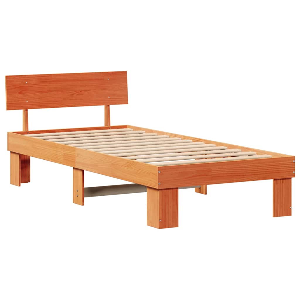 Struttura del letto con testiera Cera marrone 75 x 190 cm