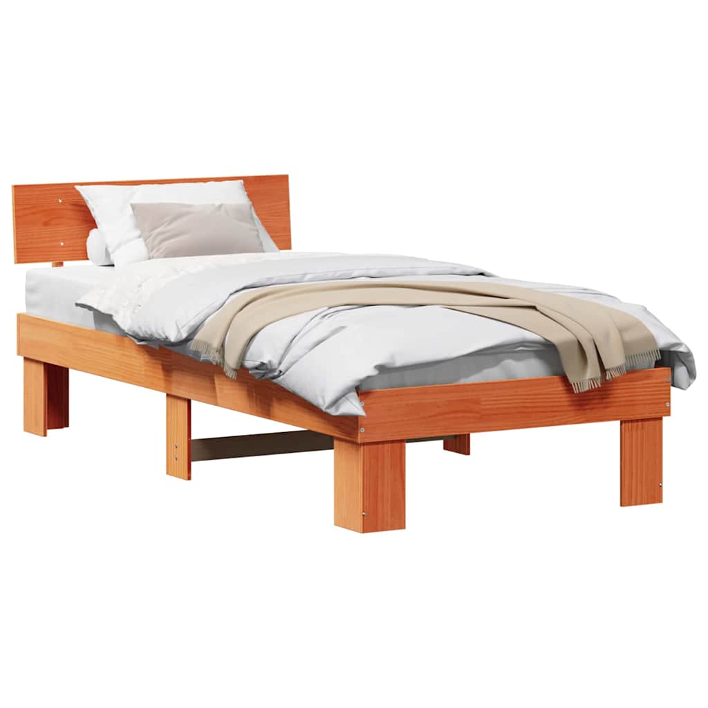 Struttura del letto con testiera Cera marrone 75 x 190 cm