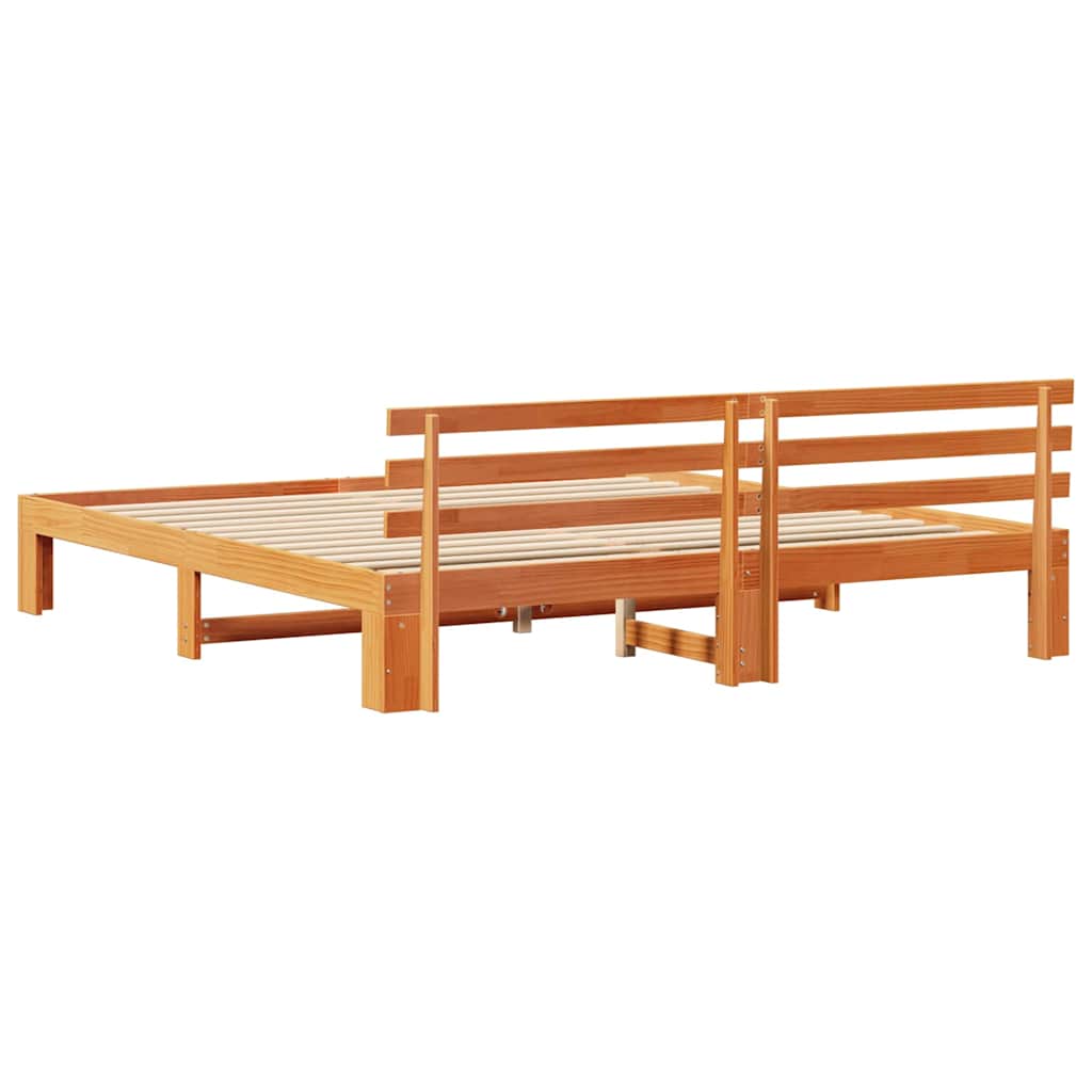 Struttura del letto Marrone 200 x 200 cm Legno massello di pino
