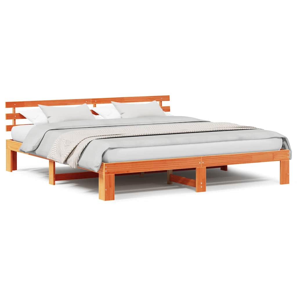 Struttura del letto Marrone 200 x 200 cm Legno massello di pino