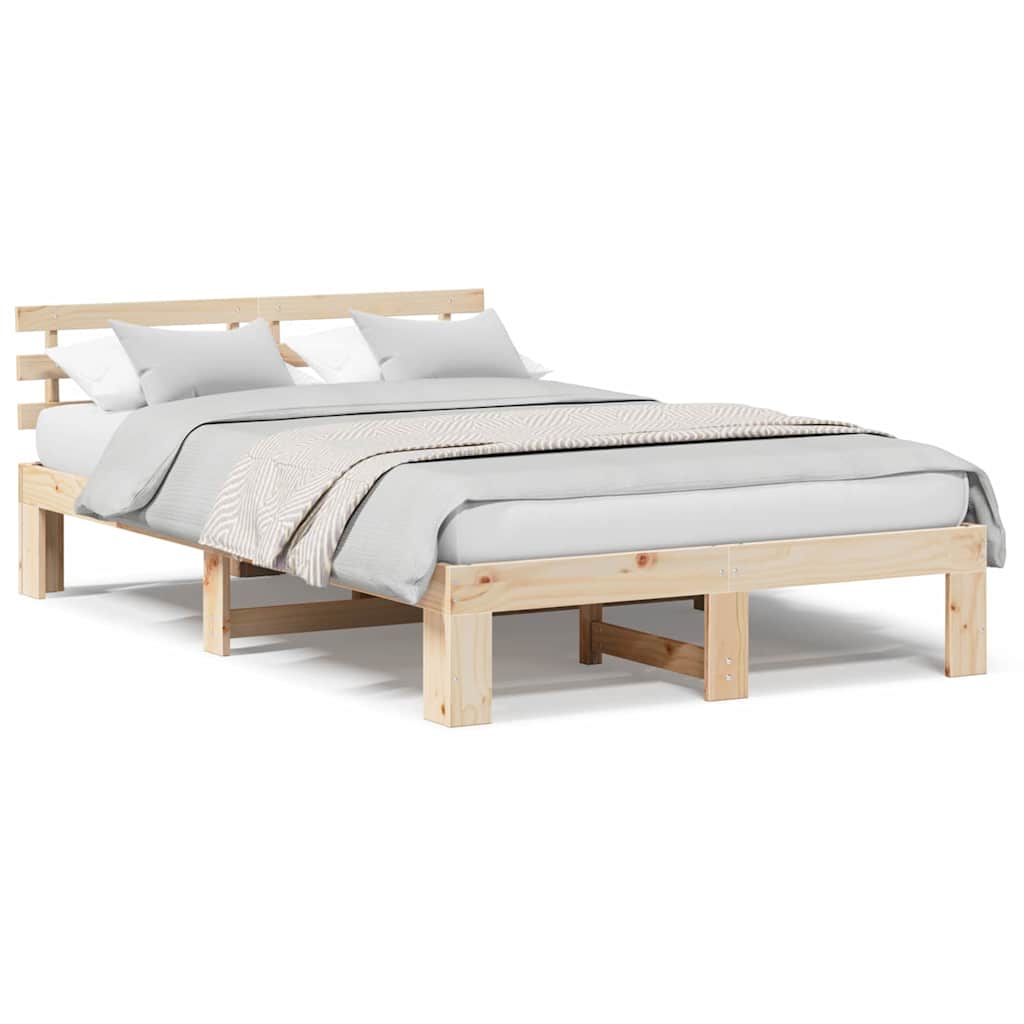 Struttura del letto Crema 140 x 190 cm Legno massello di pino