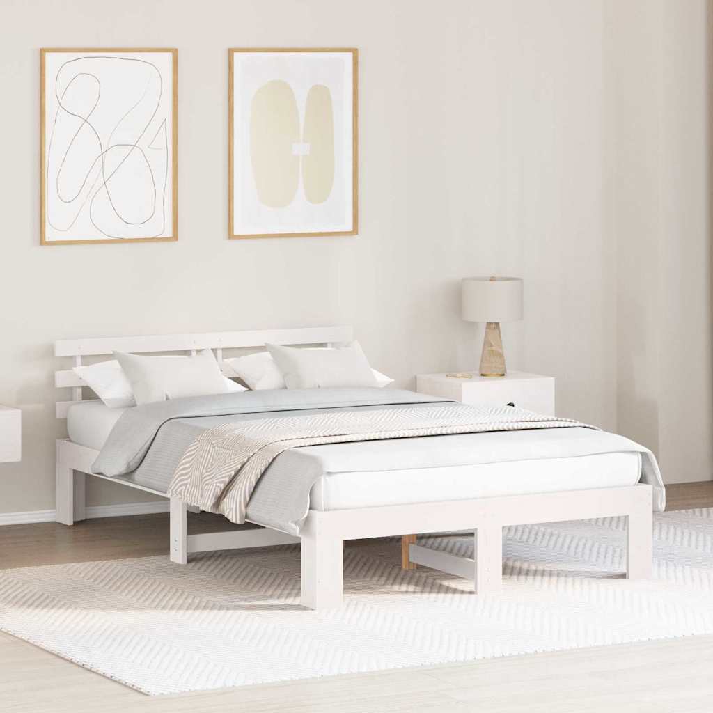 Struttura del letto Bianco 135 x 190 cm Legno massello di pino