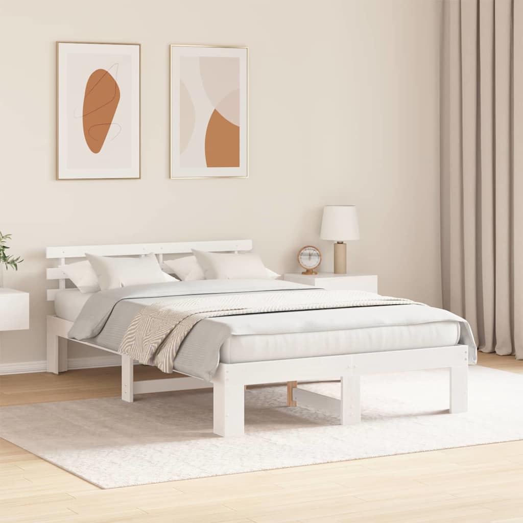 Struttura del letto Bianco 135 x 190 cm Legno massello di pino