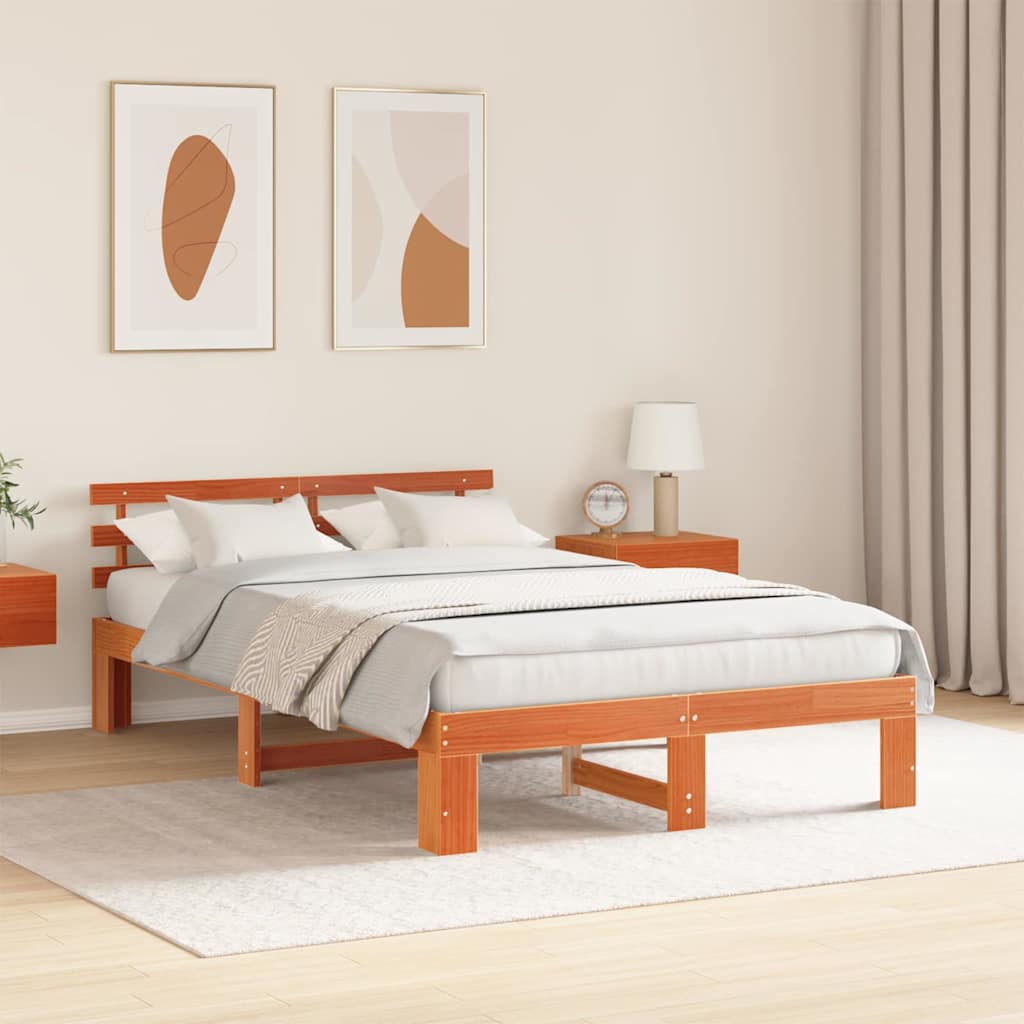 Struttura del letto Marrone 135 x 190 cm Legno massello di pino