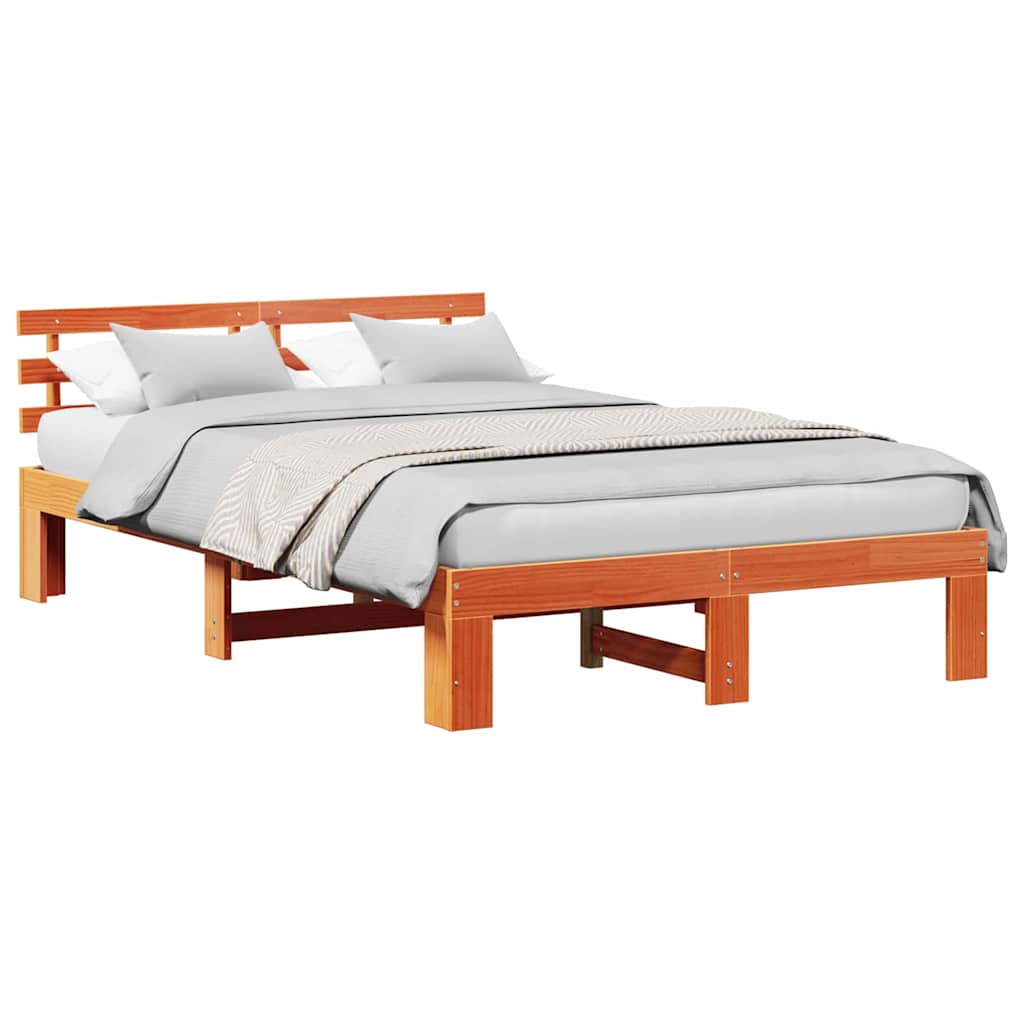 Struttura del letto Marrone 135 x 190 cm Legno massello di pino