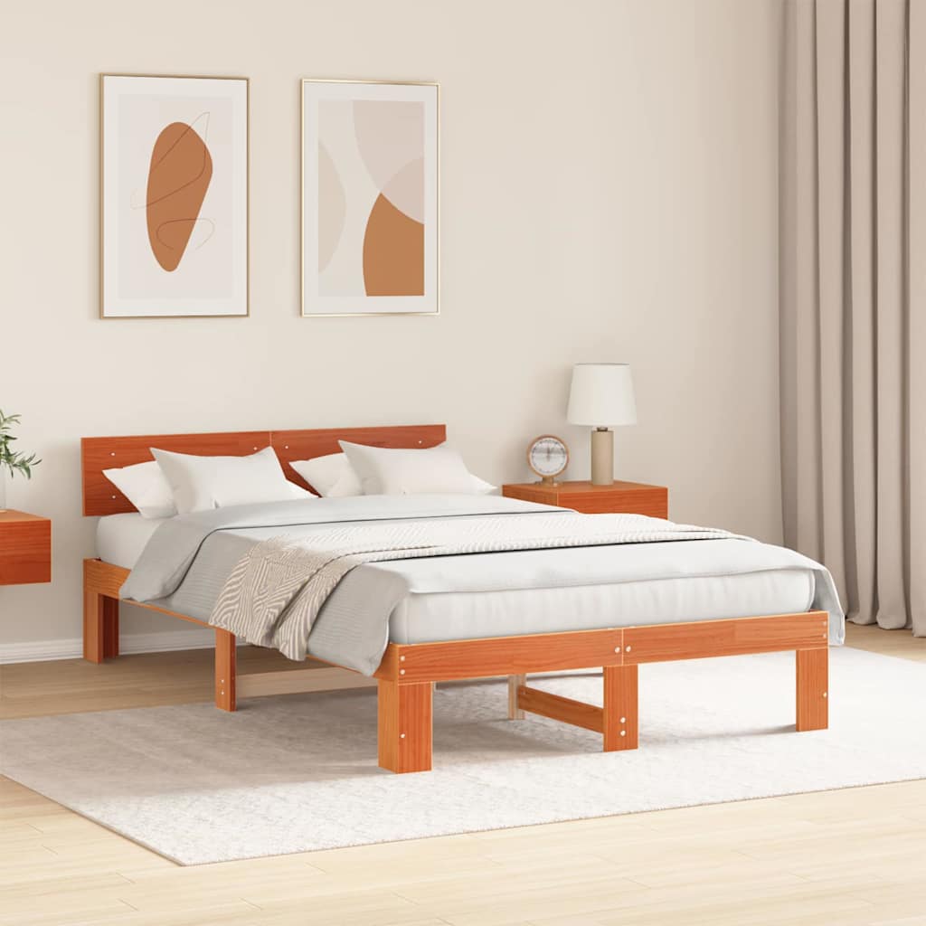 Struttura del letto Marrone 140 x 190 cm Legno massello di pino
