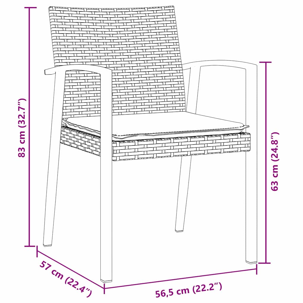 Set da Pranzo per Giardino 5 pcs Marrone e Nero Rattan in PE | homemem39