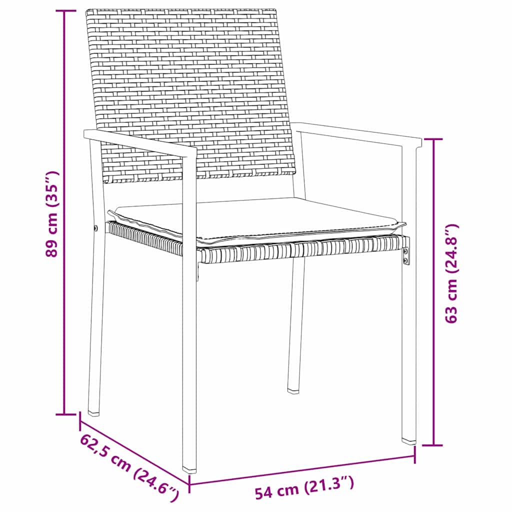 Set da Pranzo per Giardino 7 pcs Nero Poly Rattan - homemem39