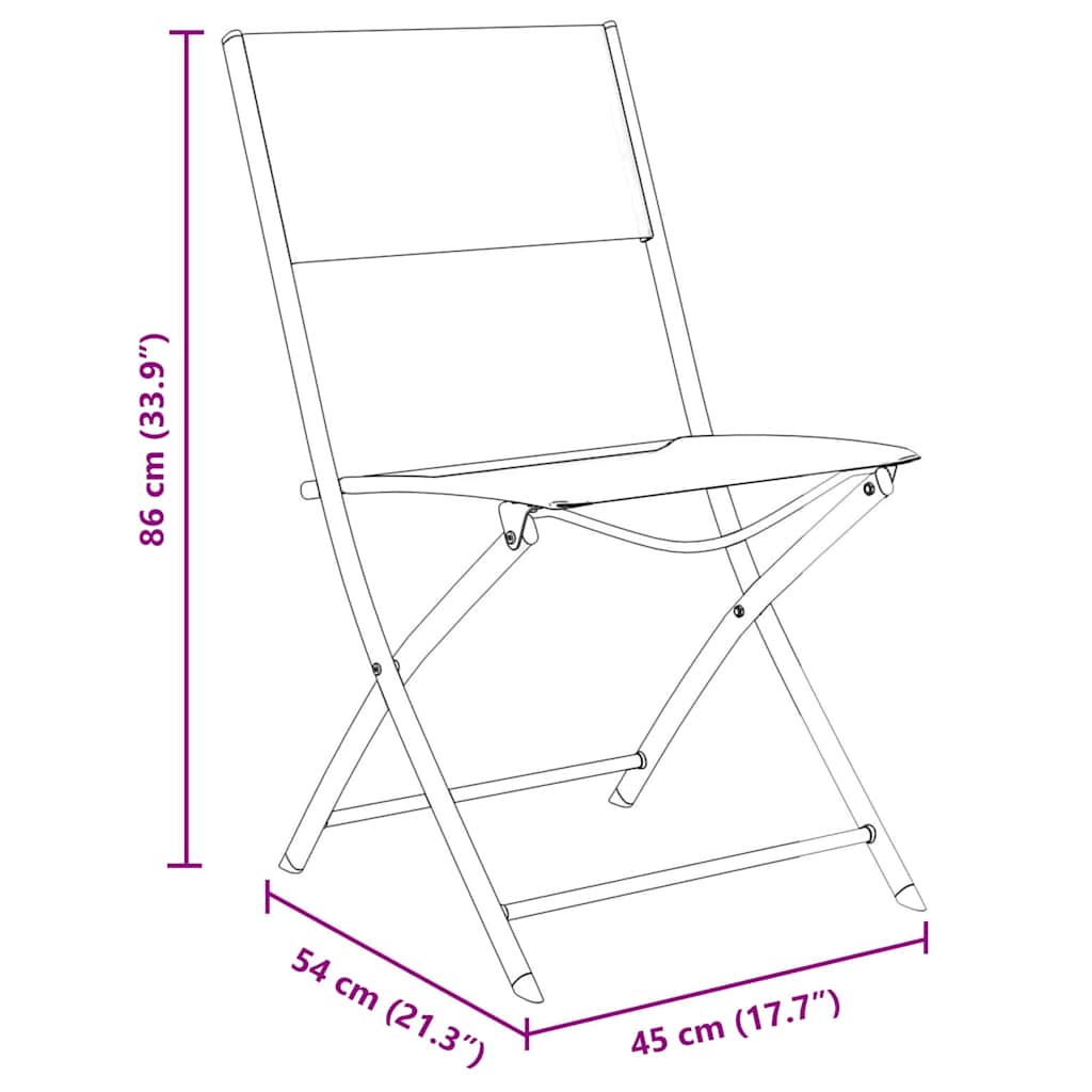 Set da Pranzo per Giardino 3 pcs Nero Textilene e acciaio - homemem39
