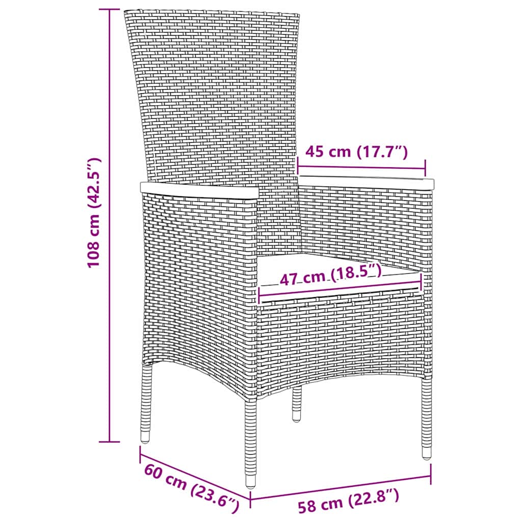 Set da Pranzo per Giardino con cuscino 3 pcs Grigio | homemem39