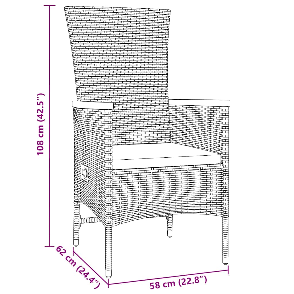 Set da Pranzo per Giardino con cuscino 5 pcs Grigio | homemem39