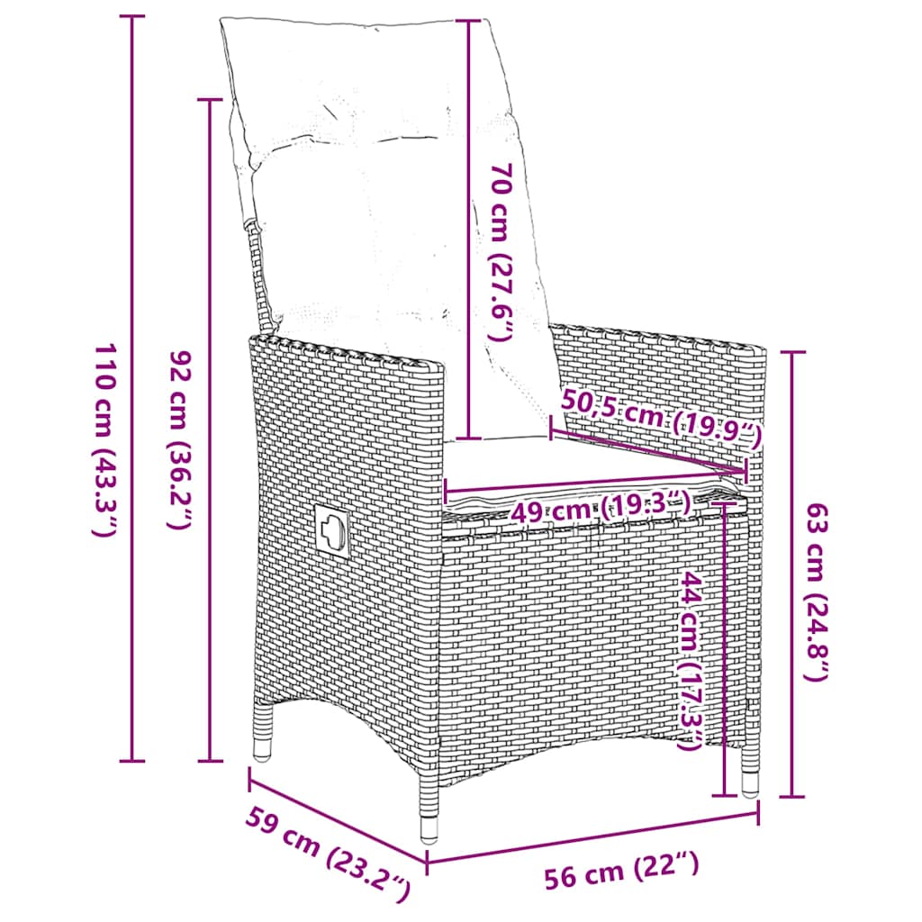 Set da Pranzo per Giardino con cuscino 7 pcs Beige Poly Rattan - homemem39