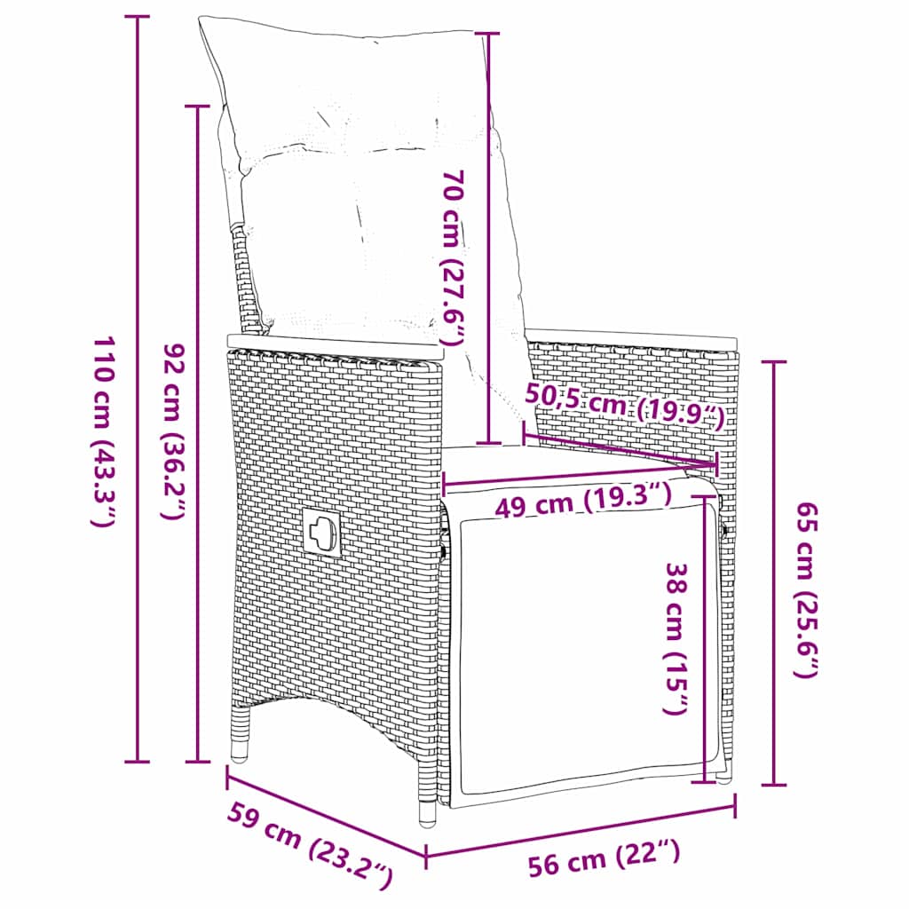 Set da Pranzo per Giardino con cuscino 5 pcs Nero Poly Rattan - homemem39