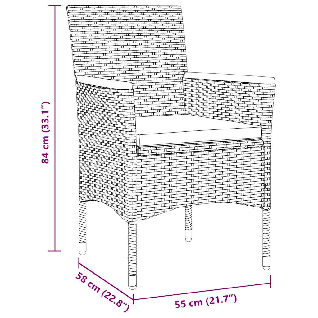 Set da Pranzo per Giardino 5 pz Nero polyrattan | homemem39