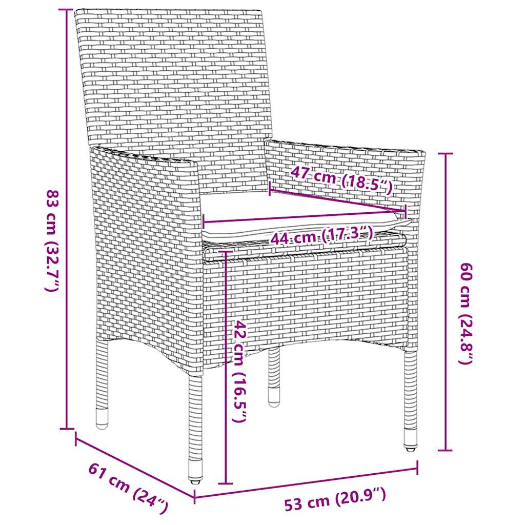 Set da Pranzo per Giardino con cuscino 7 pcs Beige polyrattan | homemem39