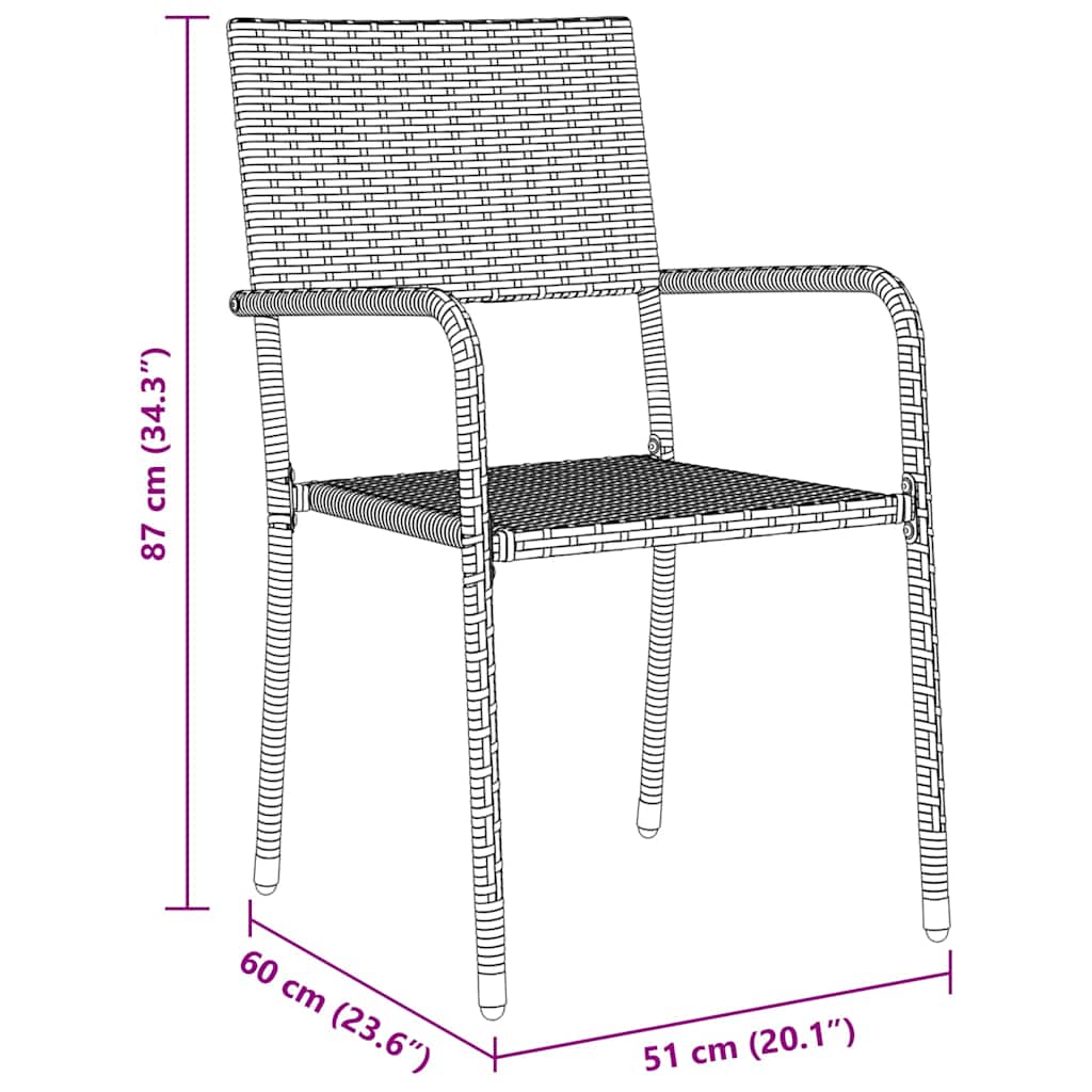 Set da Pranzo per Giardino con cuscino 3 pcs Grigio polyrattan | homemem39