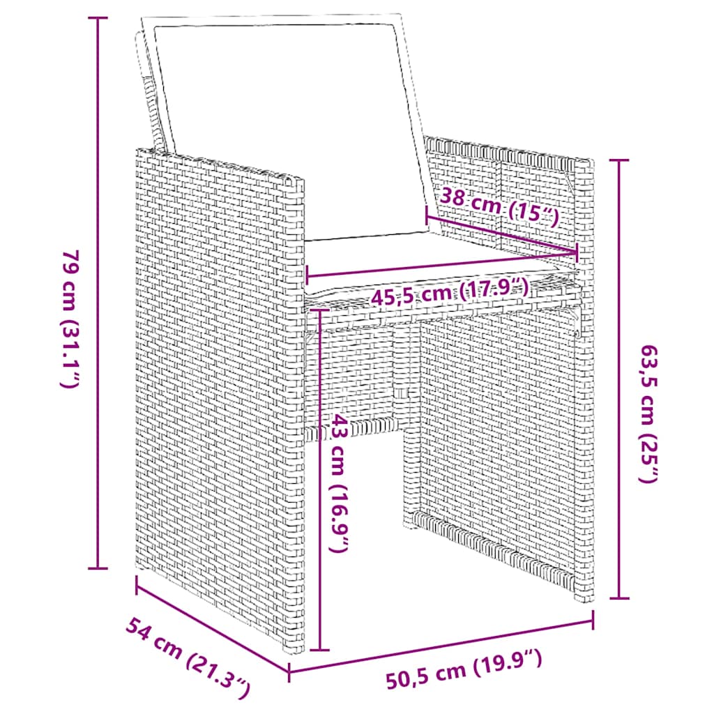 Set da Pranzo per Giardino con cuscino 5 pcs Nero Poly Rattan - homemem39