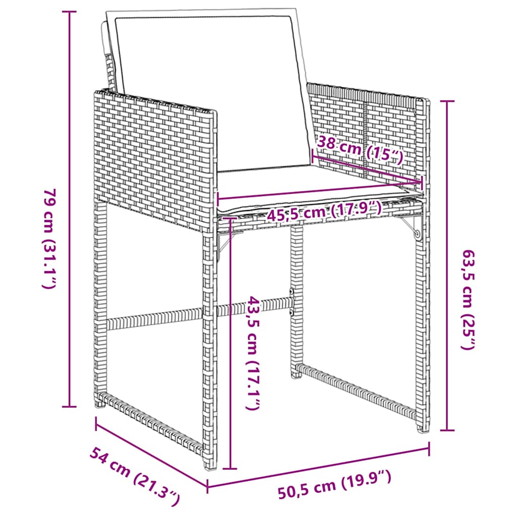 Set da Pranzo per Giardino con cuscino 5 pcs Grigio Poly Rattan - homemem39