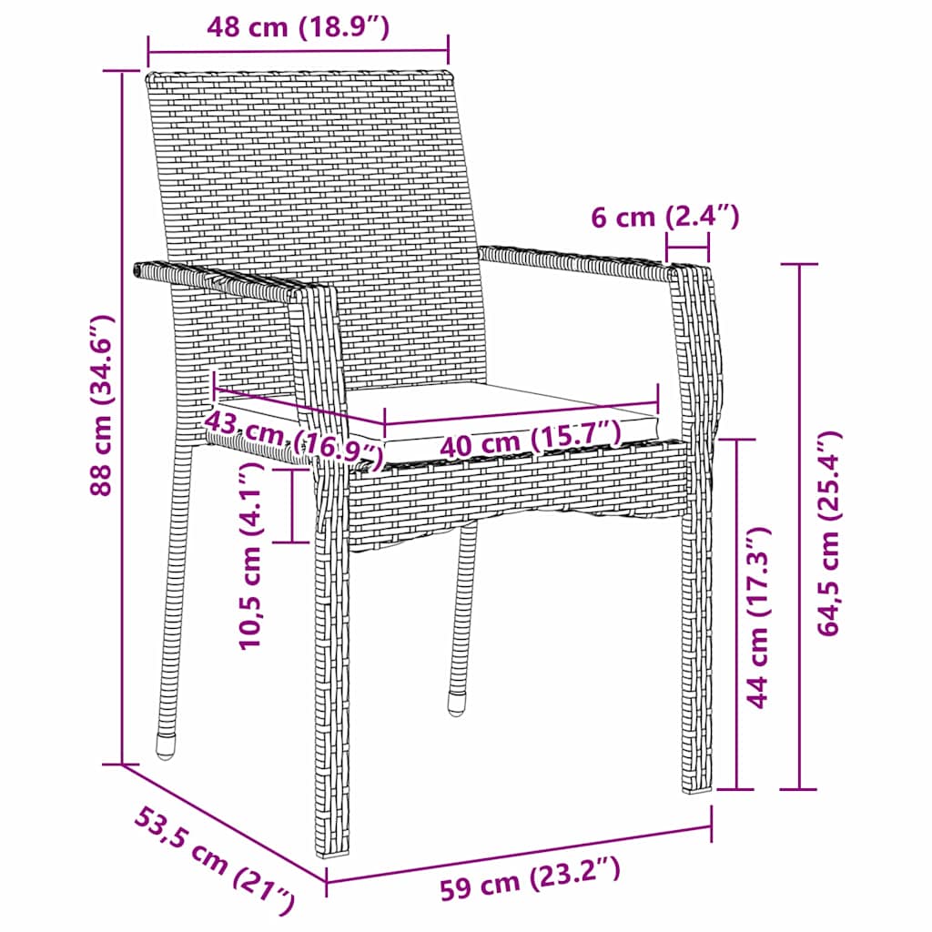 Set da Pranzo per Giardino con cuscino 5 pcs Nero Poly Rattan - homemem39