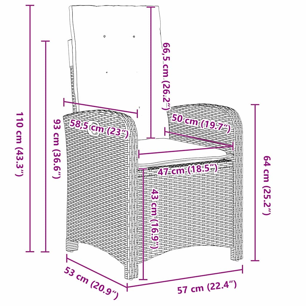 Set da Pranzo per Giardino con cuscino 5 pcs Grigio polyrattan | homemem39