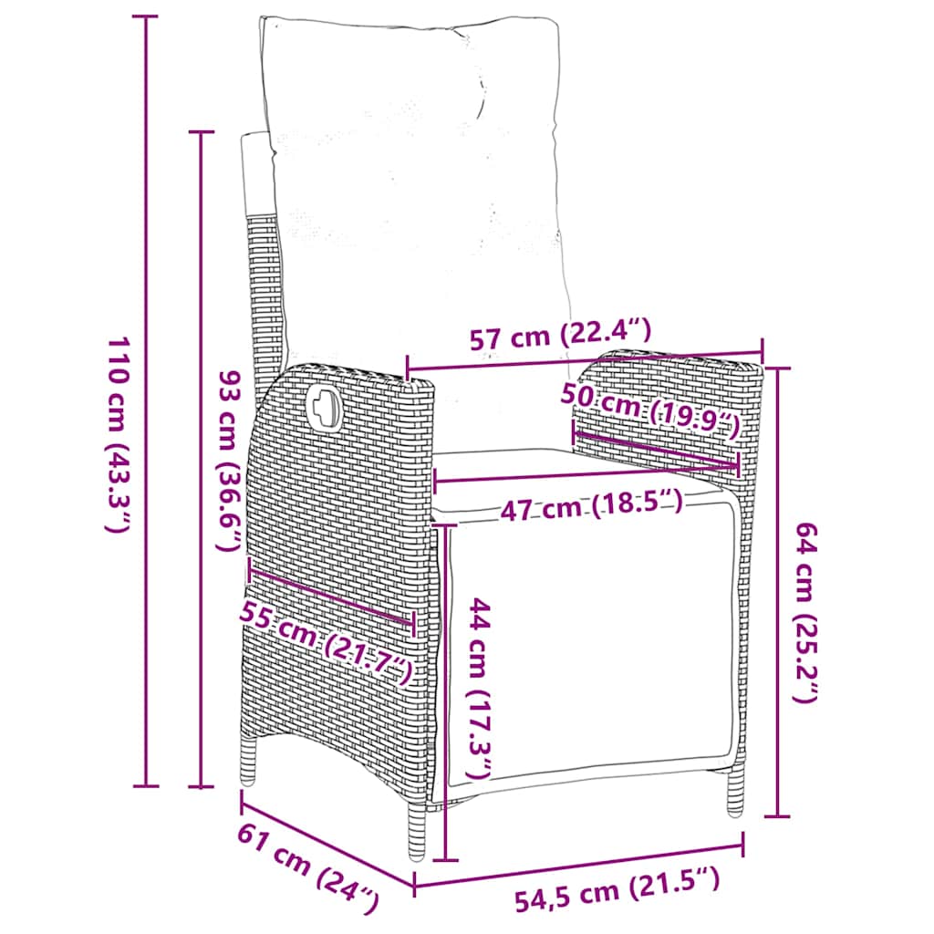 Set da Pranzo per Giardino 5 pcs Nero Poly Rattan