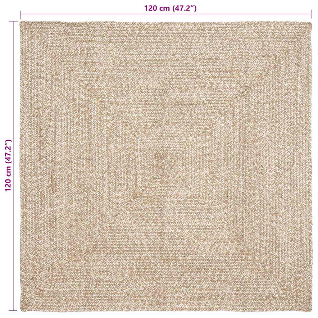 Tappeto Naturale e bianco 120 x 120 cm Juta